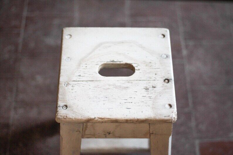 Vintage stool, farmhouse oak wood stool, accent stool, interior decor, wooden stool