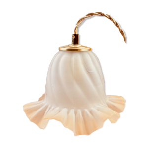 Lampe baladeuse suspension en verre moulé vintage forme tulipe