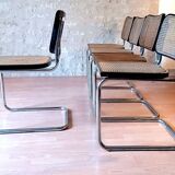 Set of 5 B32 Cesca chairs black lacquer by Marcel Breuer 80s Made in Italy
