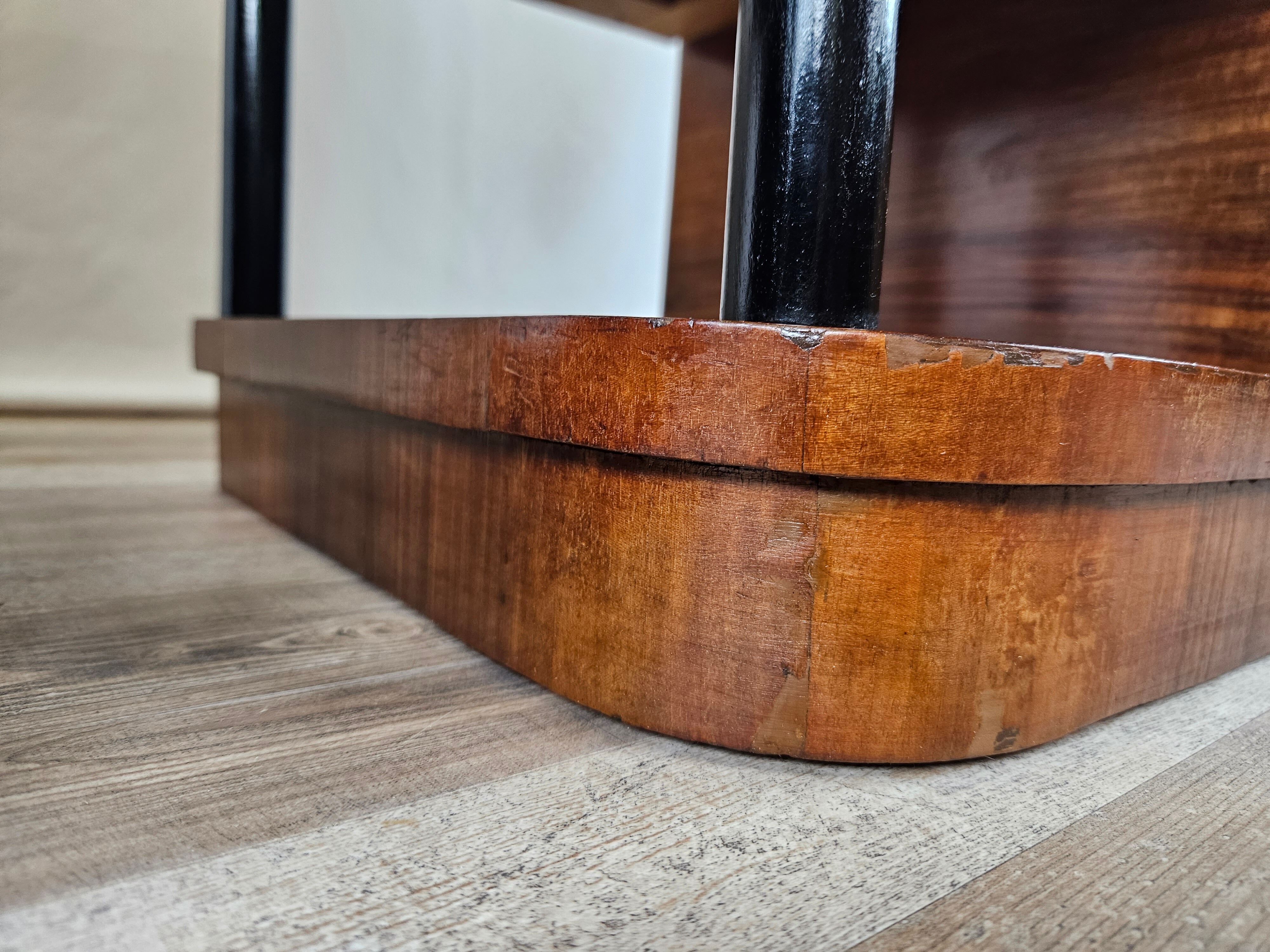 Pair of Art Decò bedside tables in walnut and thuja