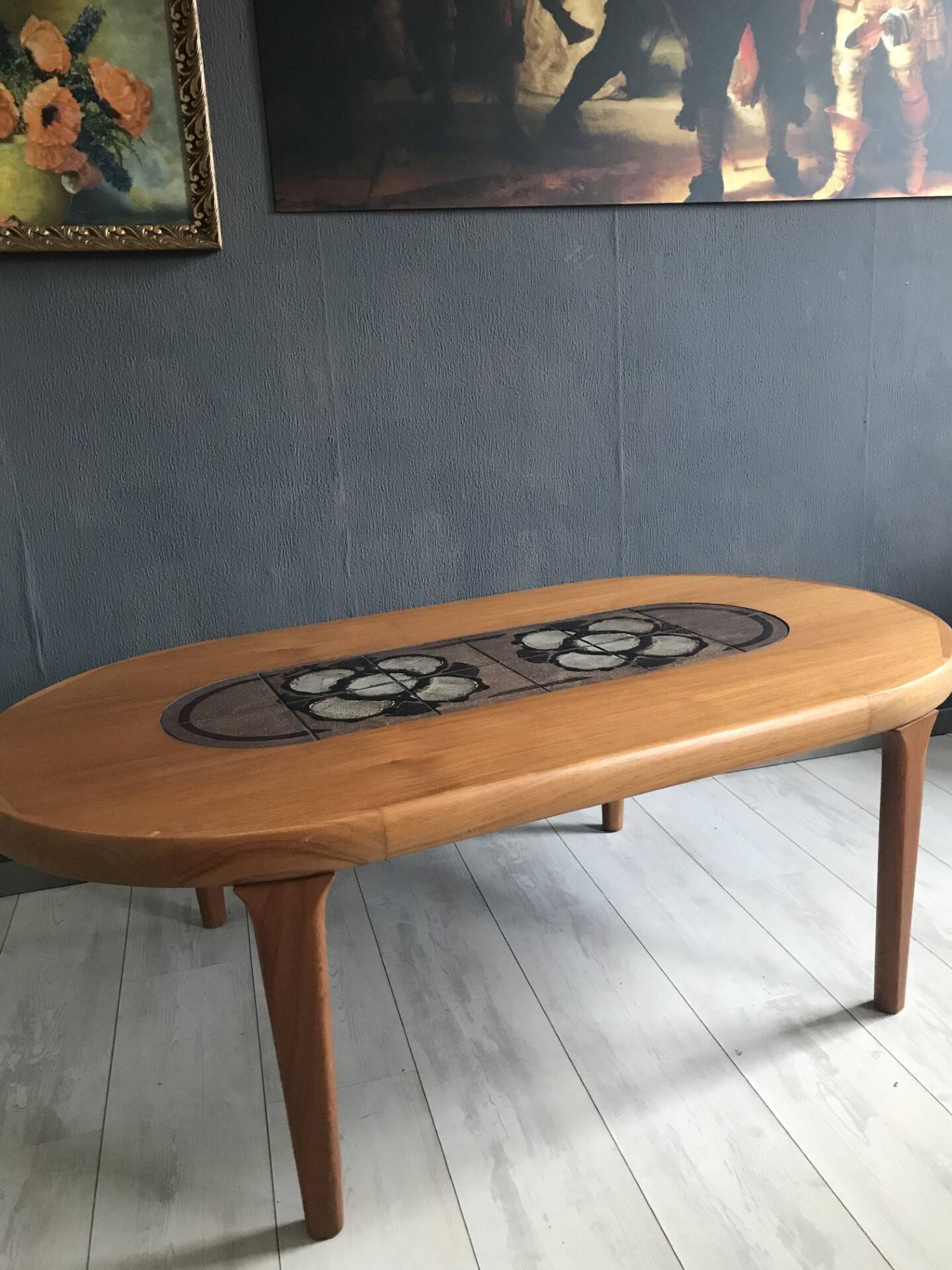 Gangso Scandinavian coffee table with Poul H. Poulsen Ceramic tiles