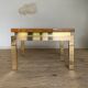 Table basse laiton et loupe d’orme vintage