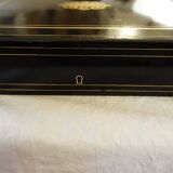Napoleon III blackened pear wood and brass game box with bone tokens
