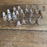 Series of 12 monogrammed silver metal knife holders