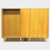 Large vintage mid century modern 5-door wardrobe in flamed maple, 1960s