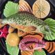 Wall plate signed Vallauris ceramic trompe-l'oeil / seafood / 1950 / French riviera