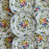 9 dessert plates from the Longchamp "Nemours" collection, hand-painted.