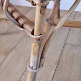 Pair of children's armchairs in rattan / bamboo honey color 60s