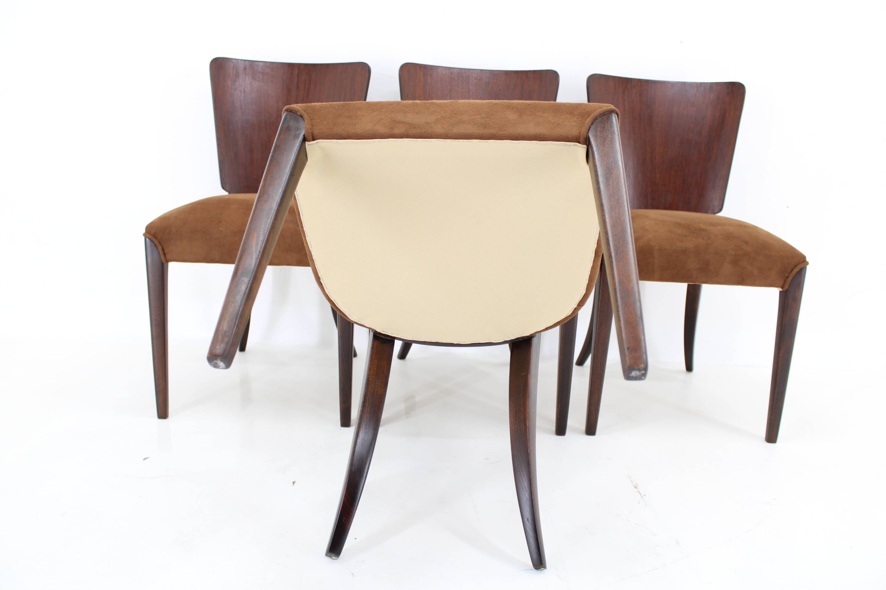1950s  Jindrich Halabala Restored Dining Chairs H-214 for UP Závody, Set of 4