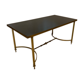 Coffee table in brass and smoked glass black xx century