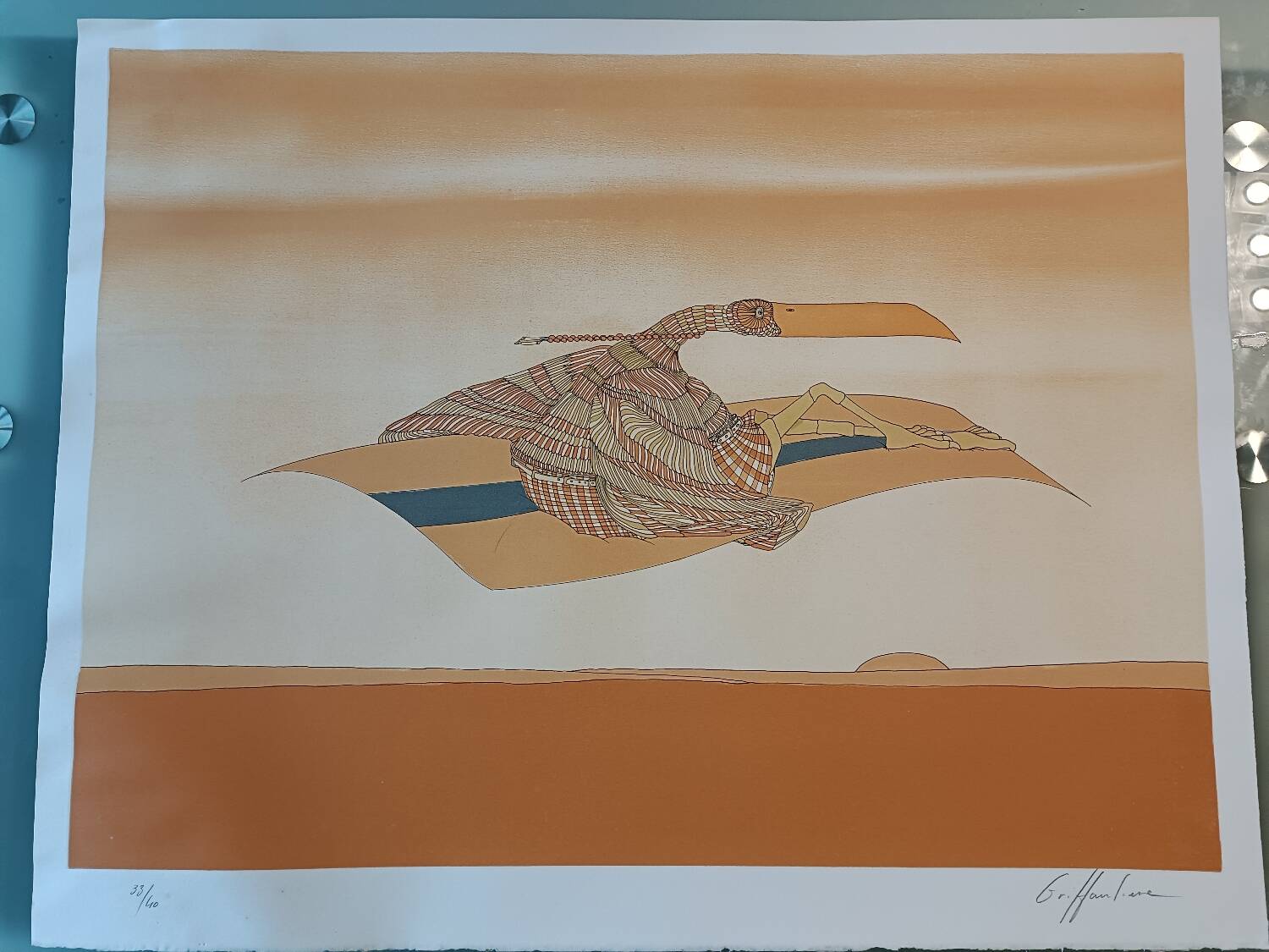 Lithographie Jean-Paul Griffouliere Né En 1946 " Oiseau Imaginaire"Sig