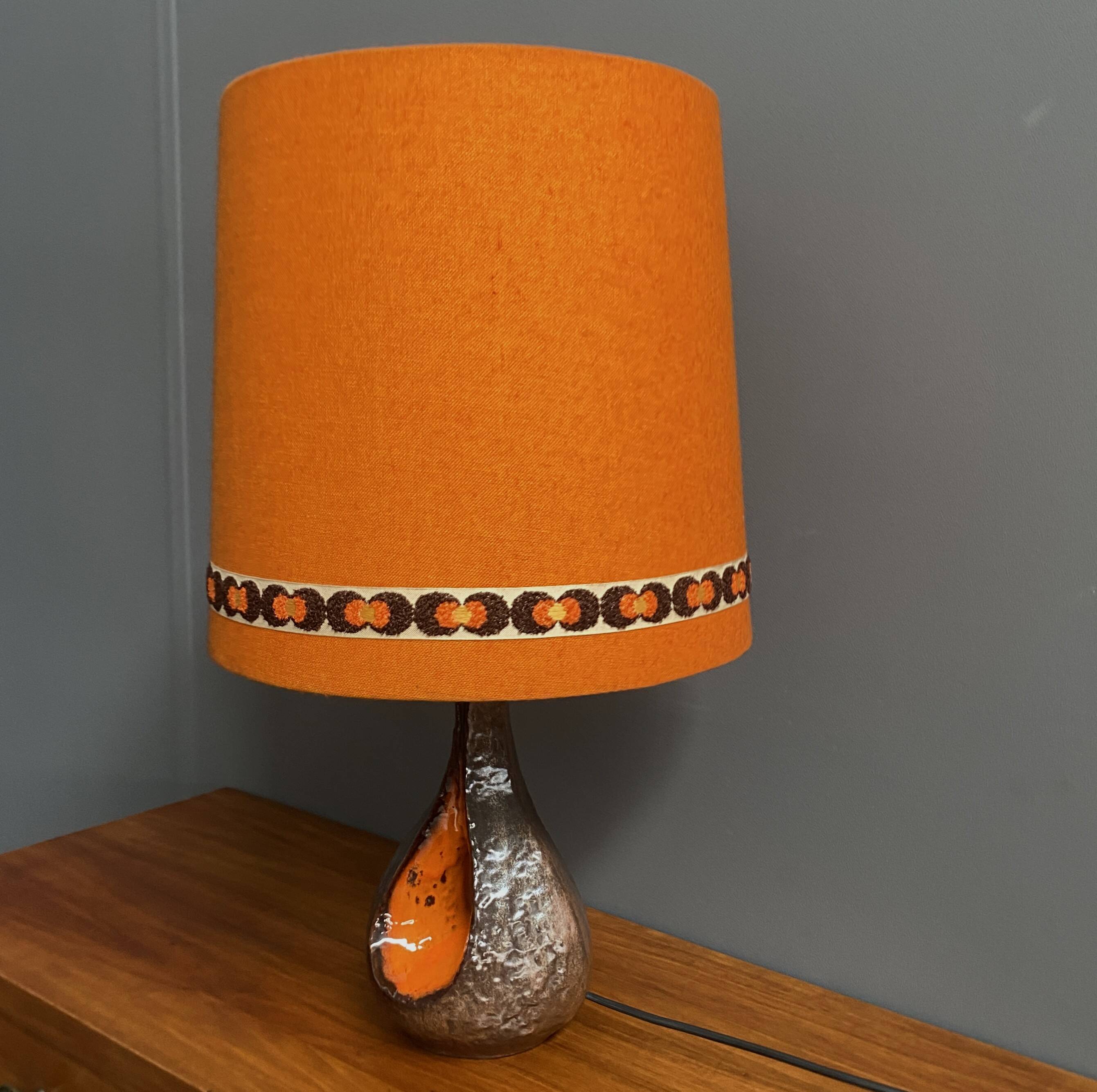 Ceramic orange / brown table lamp 1960s