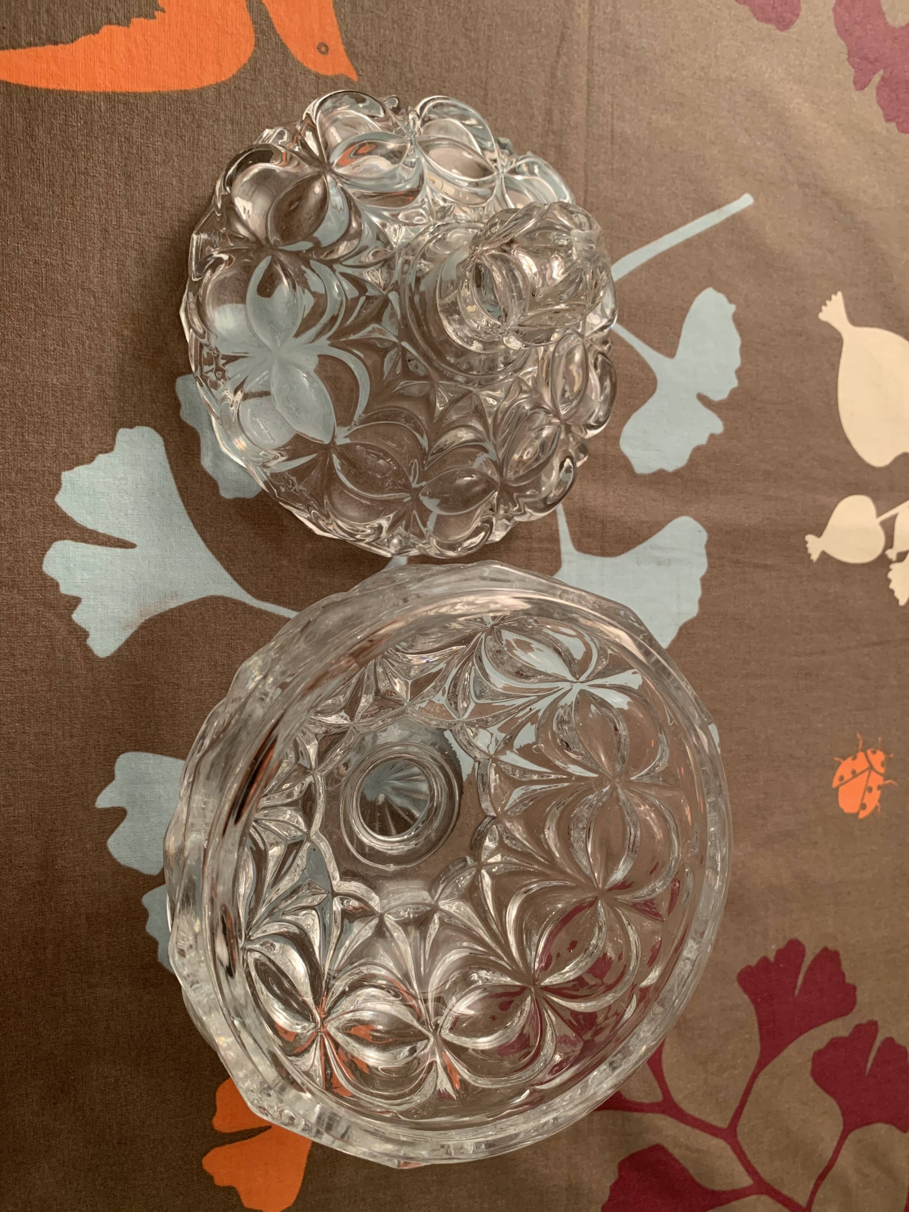 19th century molded crystal drageoir