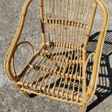 Ensemble fauteuils en rotin et table basse