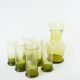 Service à orangeade en verre bullé de Biot, Long Drink, vert, 1960