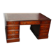 Bureau classique anglais socle en acajou avec cuir rouge