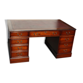 Bureau classique anglais socle en acajou avec cuir rouge