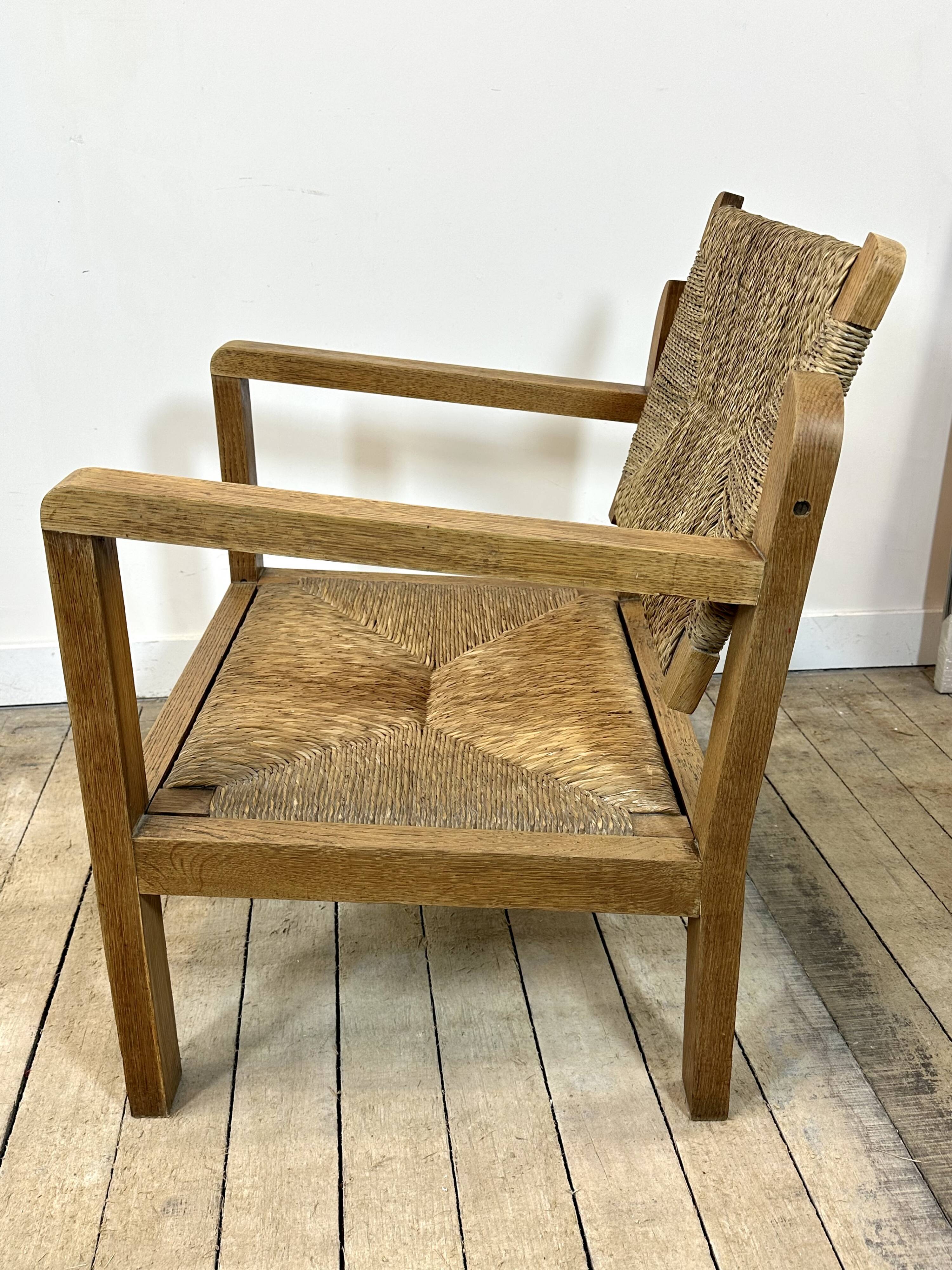 Brutalist armchair in oak 1950s