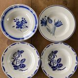 Set of 6 old earthenware soup plates, Sarreguemines Bastia service