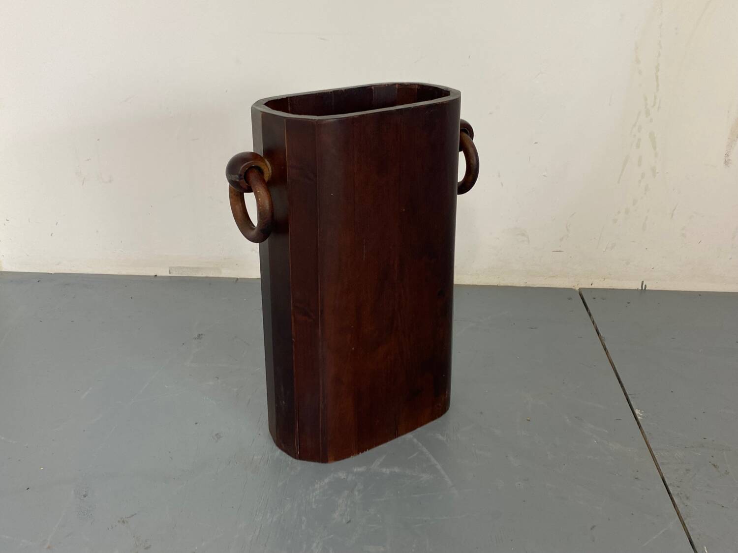 Mid-Century Modernist Italian Walnut Wooden Umbrella Stand, 1950s