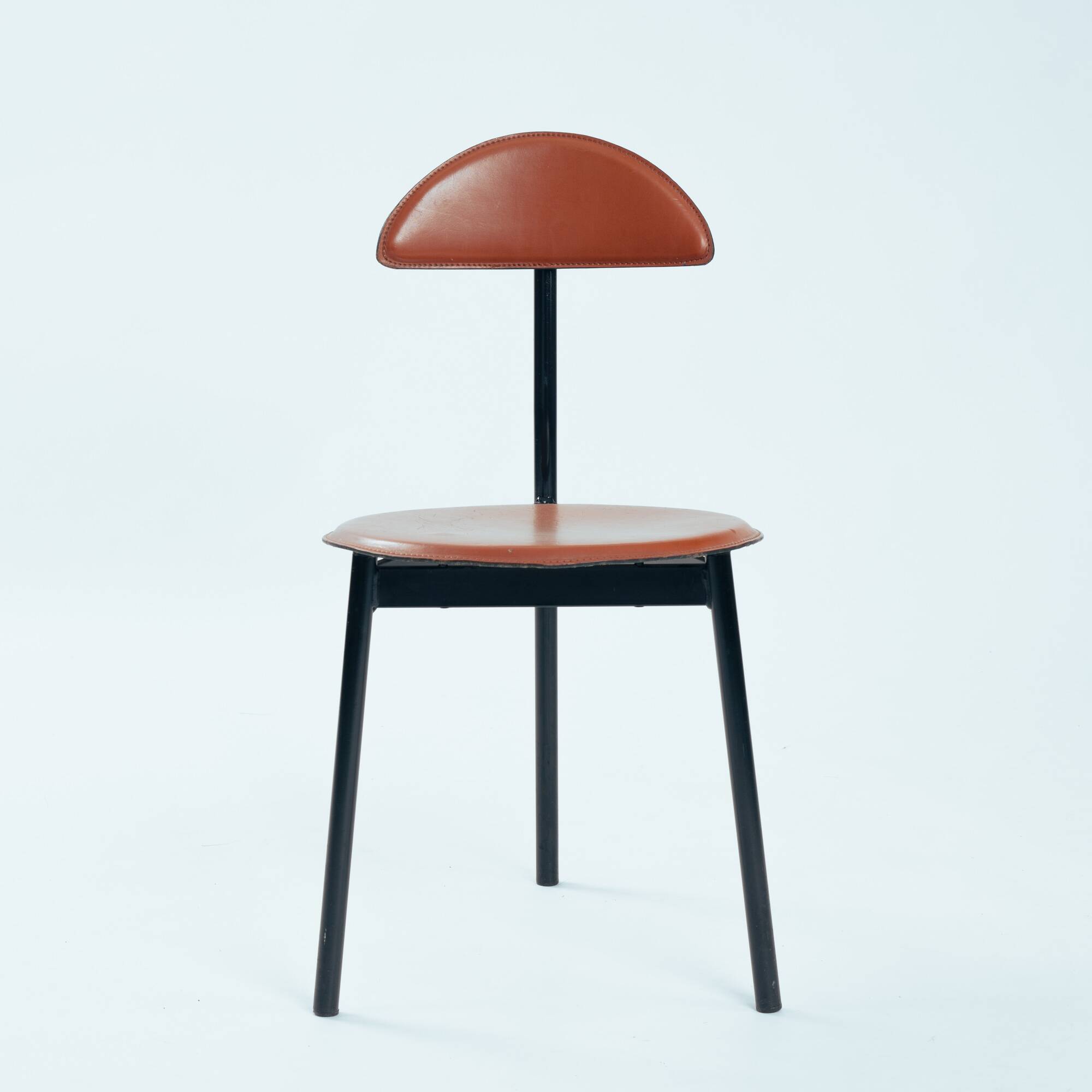 6 Linea Veam leather tripod chairs, Italy 1980s