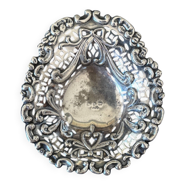 Coupelle ajourée en forme de cœur en argent massif – Style Rococo