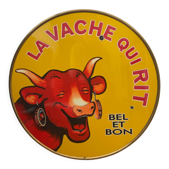 Dessus de table plaque émaillée vintage vache qui rit