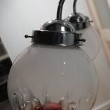 5-branched chandelier with Mazzega globes