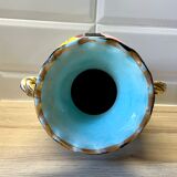 Vallauris vase with handle and gold leaf