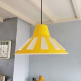 Lampe pendentif jaune en plastique années 80