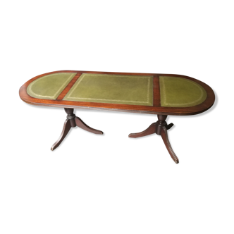 English style coffee table on green leather top