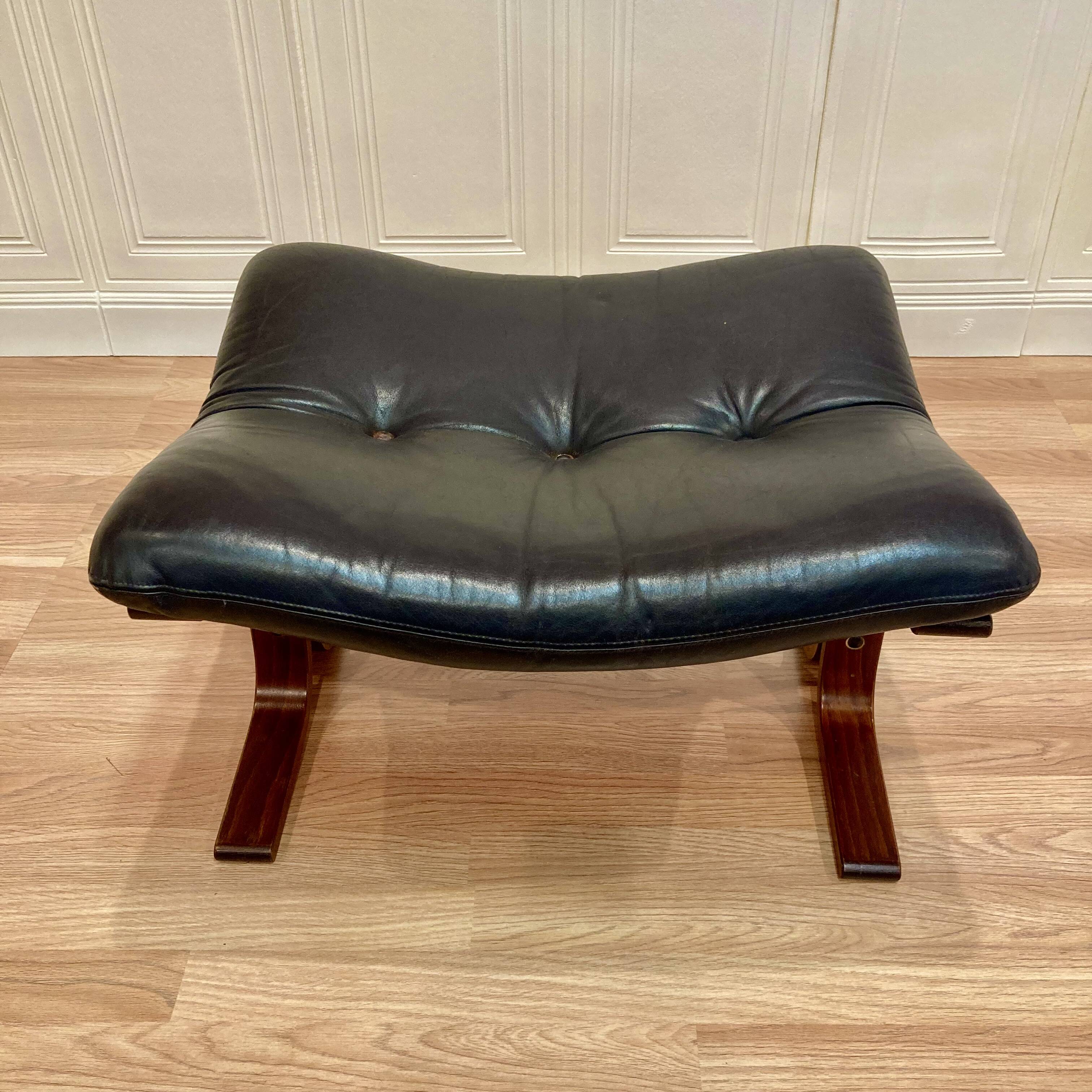 Leather ottoman "Scandinavian design" 1960.