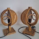 Paire de lampes de chevet bambou