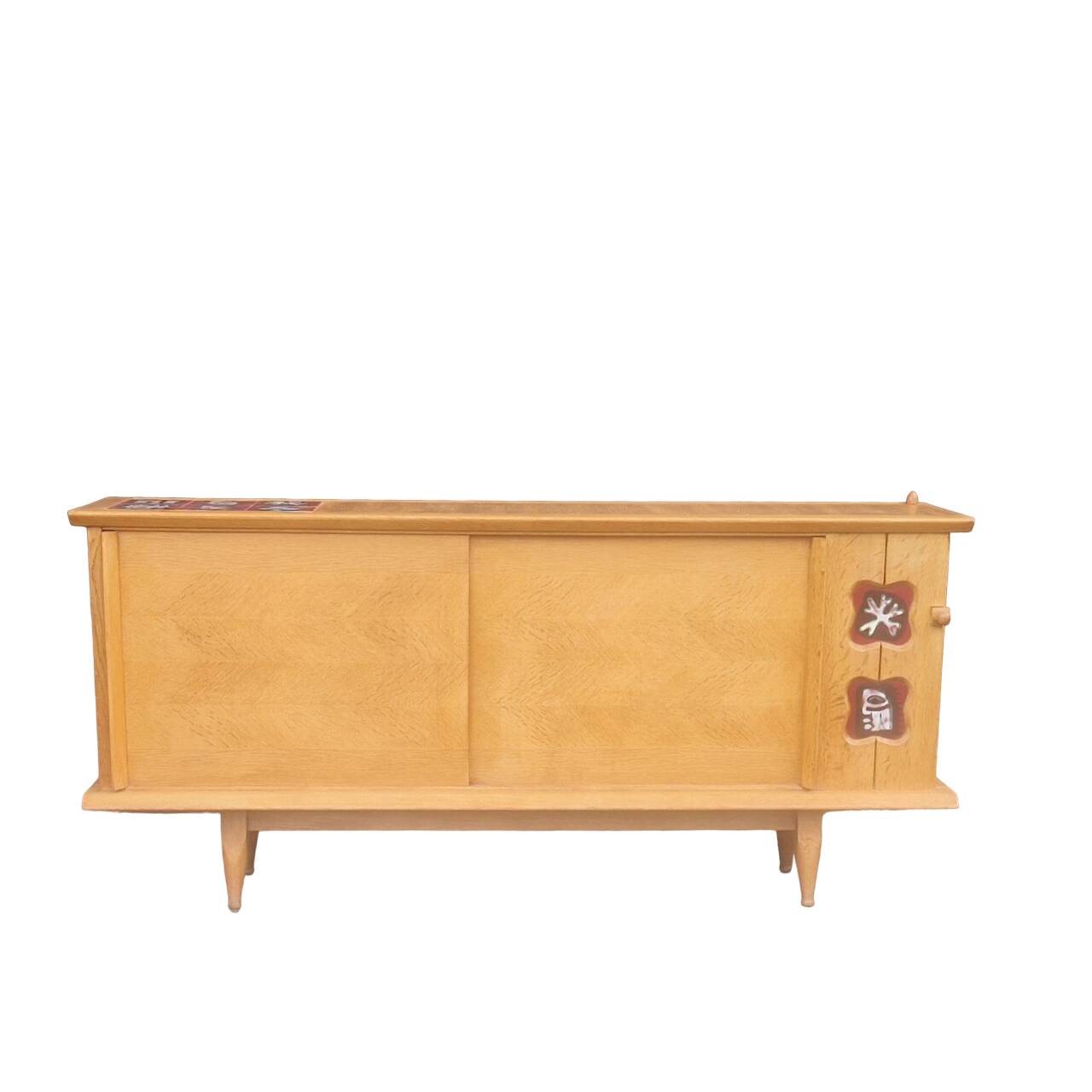 Vintage Sideboard In Light Oak, Guillerme And Chambron