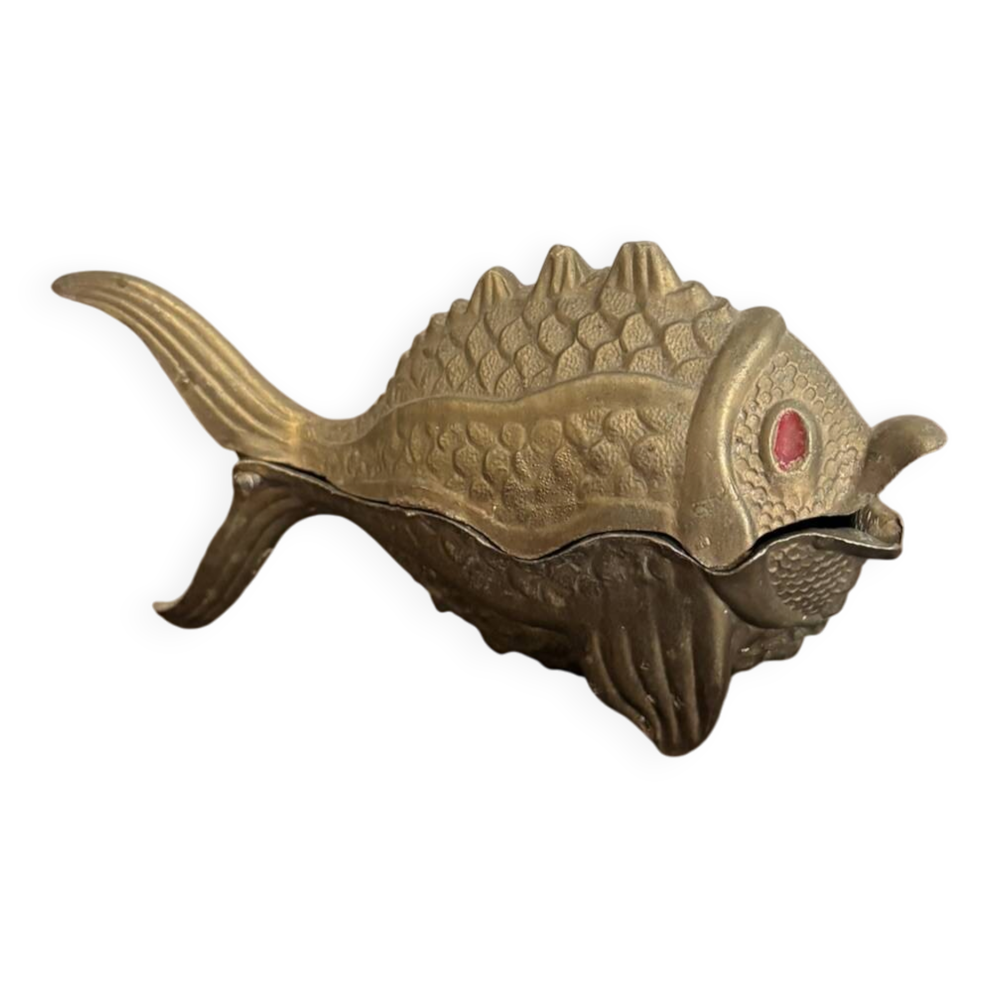 Vintage Articulated Ashtray Fish Golden Brass 1970