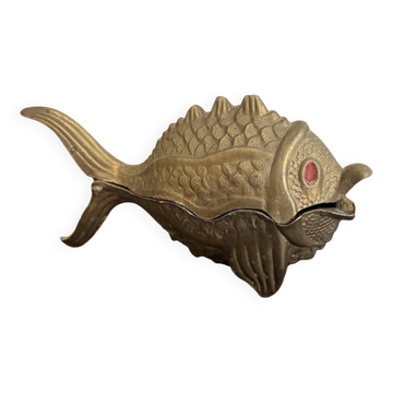 Vintage Articulated Ashtray Fish Golden Brass 1970