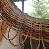 Vintage flower rattan mirror