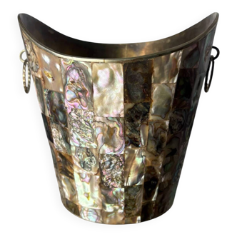 Abalone shell & alpaca ice bucket, Mexico, 1970s