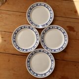4 vintage earthenware dessert plates with floral pattern
