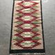 Mid-Century red textile rug - 1940s geometric pattern, 62x119 cm