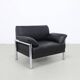 Fauteuil lounge postmoderne en cuir et chrome, années 1980
