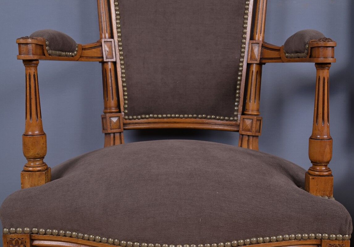 Pair of stained beech armchairs, Louis XVI style – 1950