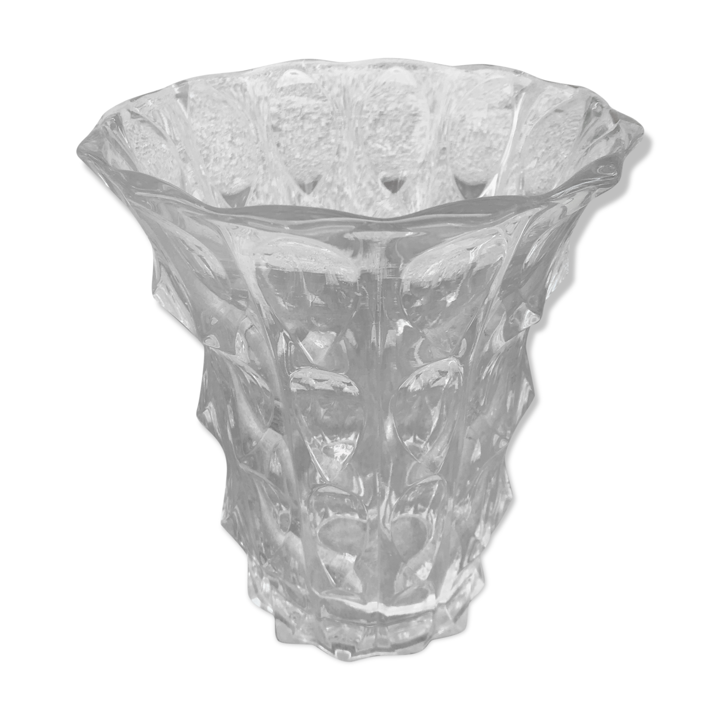 Vase en verre moulé made in Tchécoslovaquie années 70 vintage