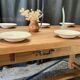 Restored antique farmhouse table in solid elm