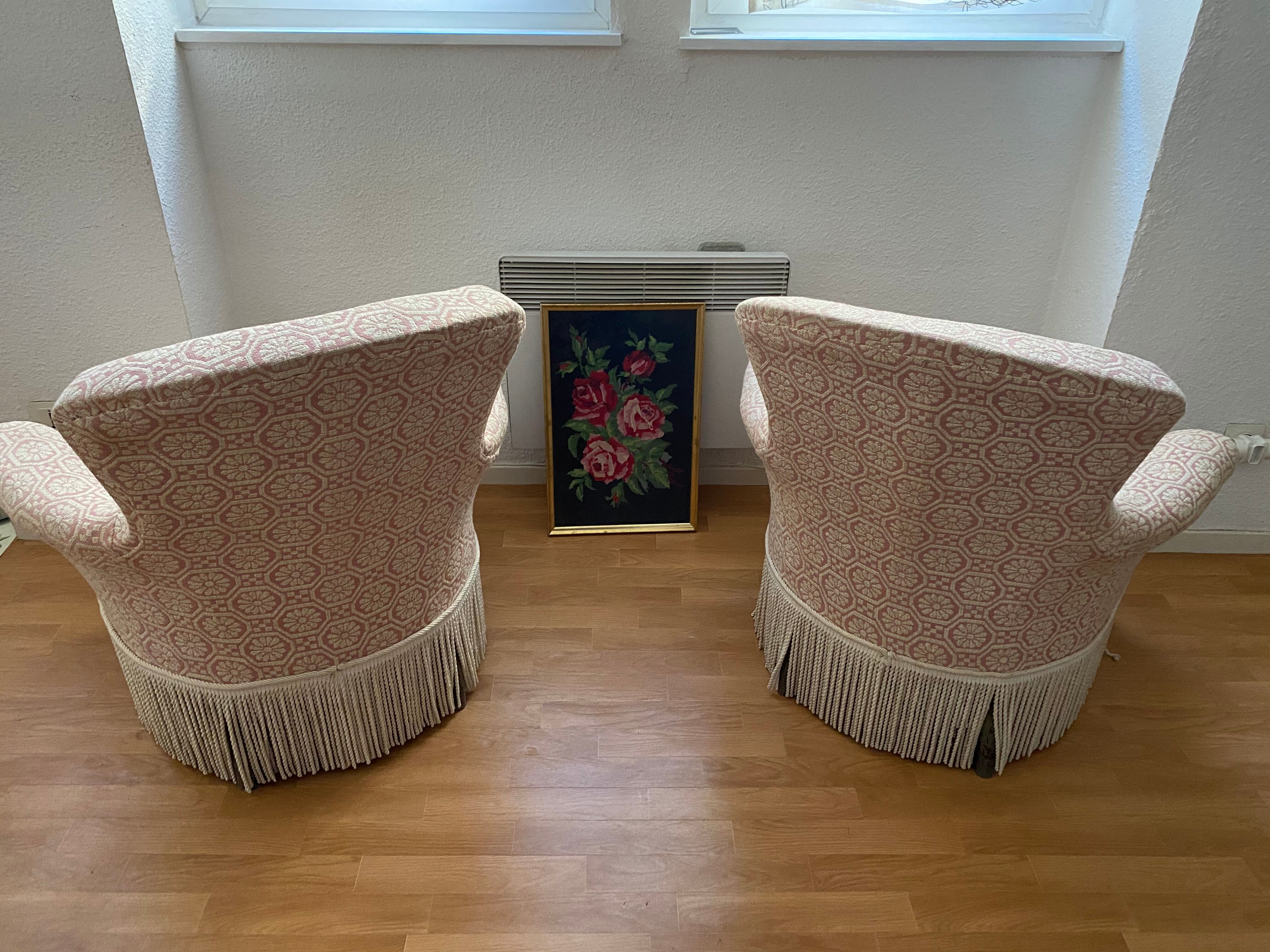 Pair of Napoleon III toad armchairs