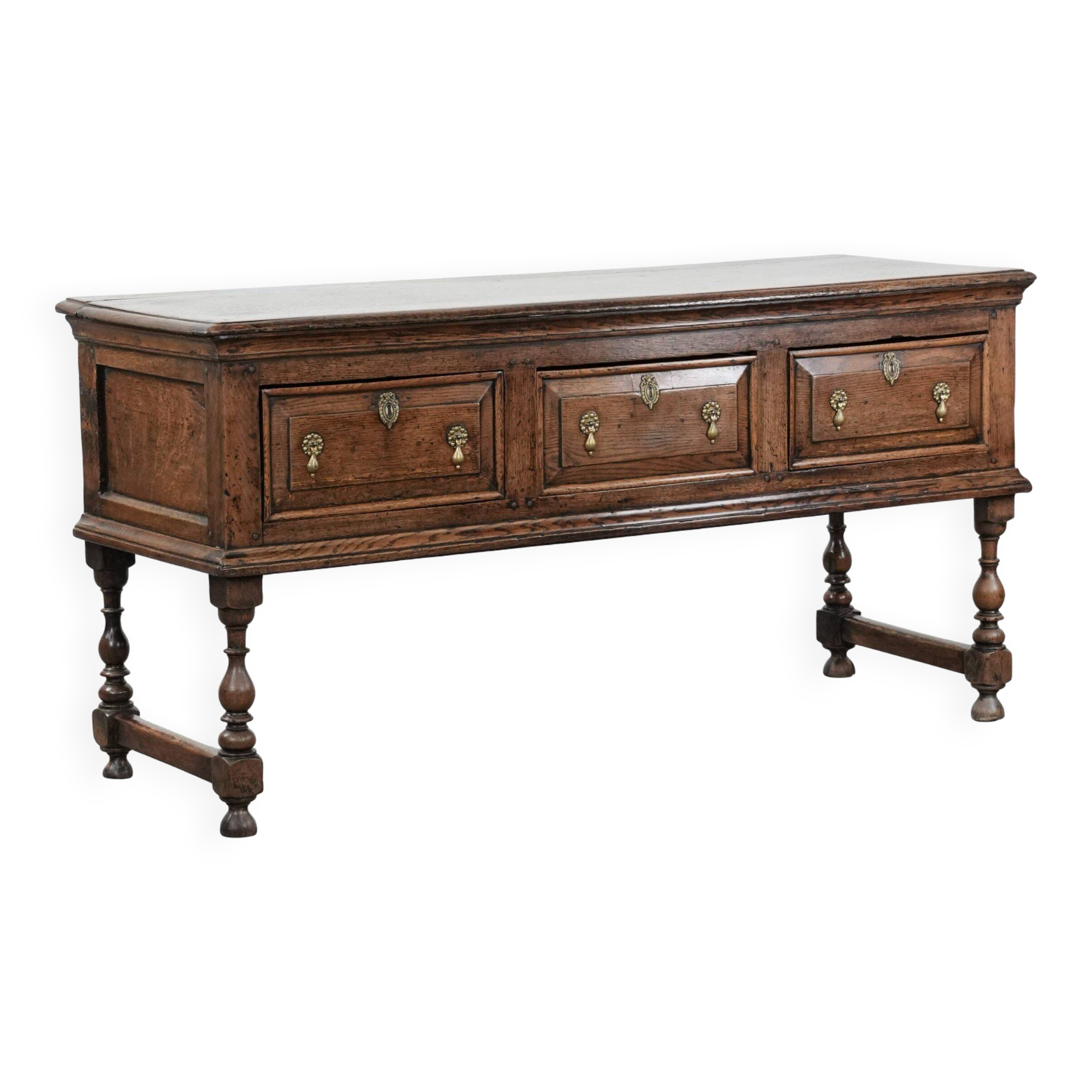 Antique English sideboard from the early 18th century made of oak