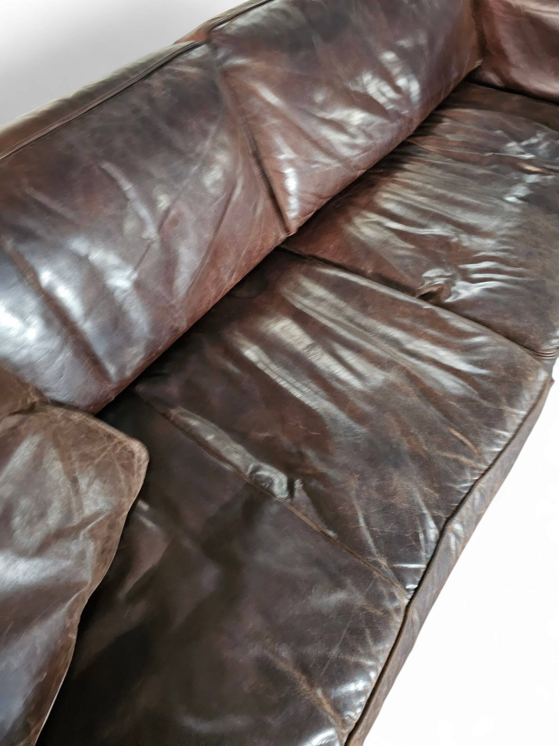 Massive / loose cover / brown leather / lounge sofa / 1970s/