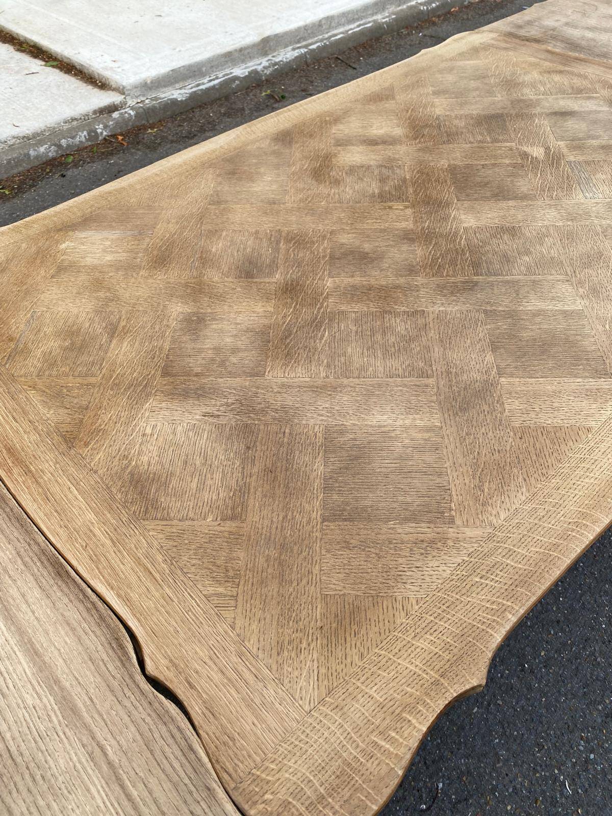 Louis XV extendable dining table renovated in raw wood 220cm