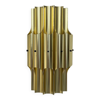 Vintage bent karlby "pan" wall lamp, brass, lyfa denmark 1960