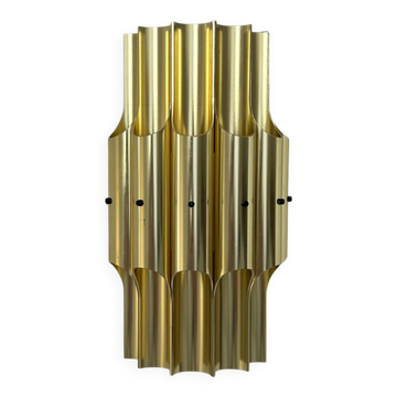Vintage bent karlby "pan" wall lamp, brass, lyfa denmark 1960